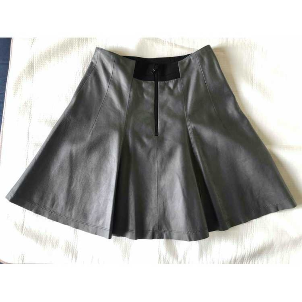 Alice + Olivia Gray Leather Skirt